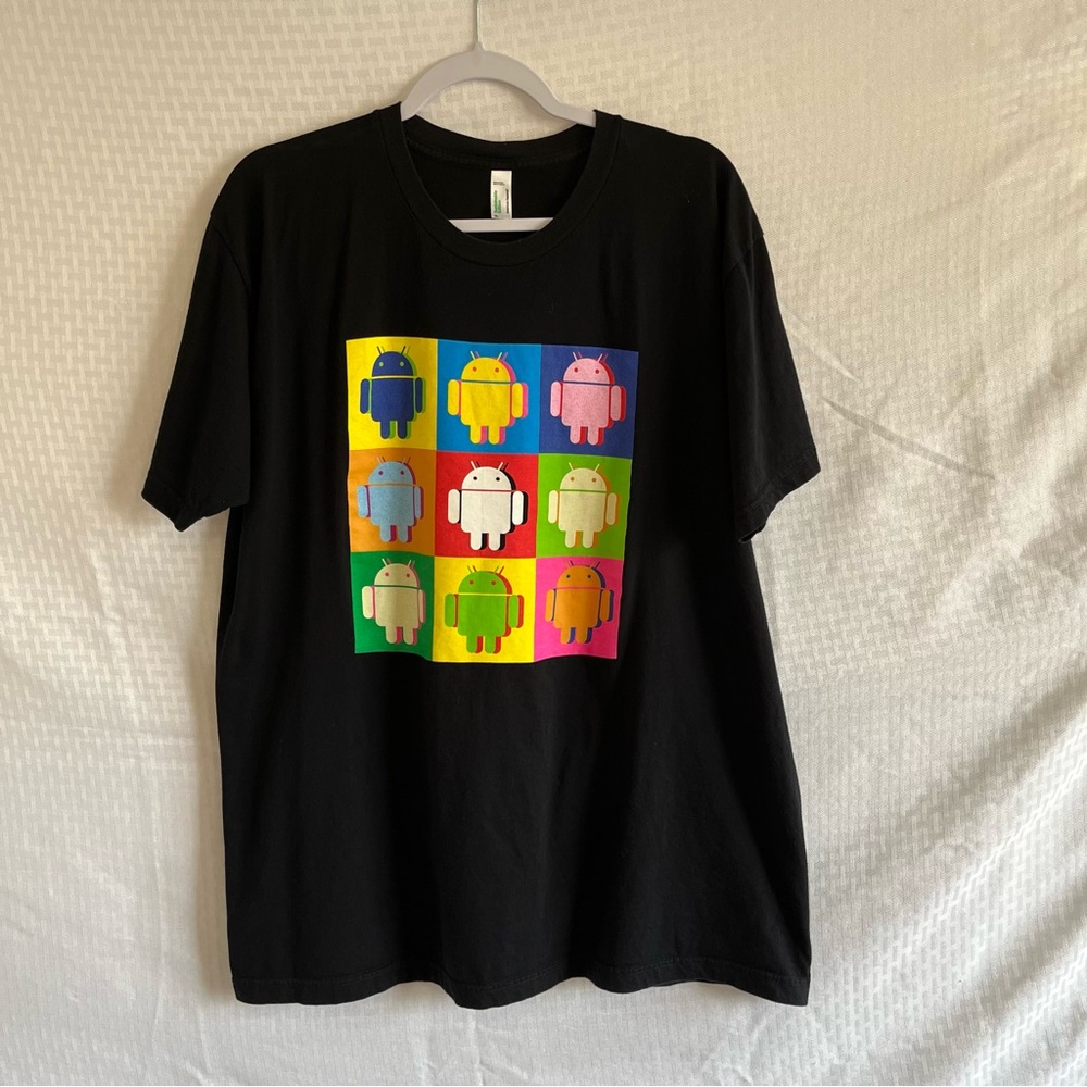 American Apparel Google Androids Short Sleeve Black Multicolor T-Shirt Size XL